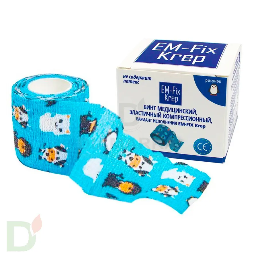 Бинт эластичный когезивный EM-fix krep Детский, 5см х 4,5м в интернет-магазине