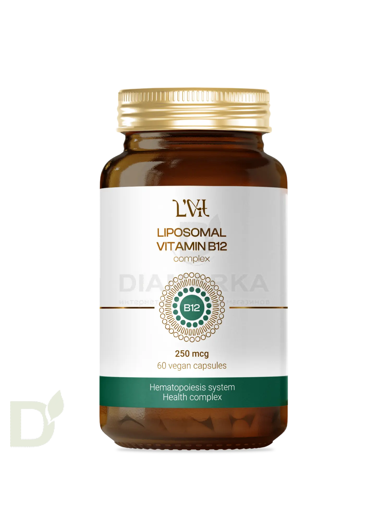 Витамины L'Vit Liposomal Vitamin B12+B9 complex, 250+200 мг в 1 капсуле, 60 капс в интернет-магазине