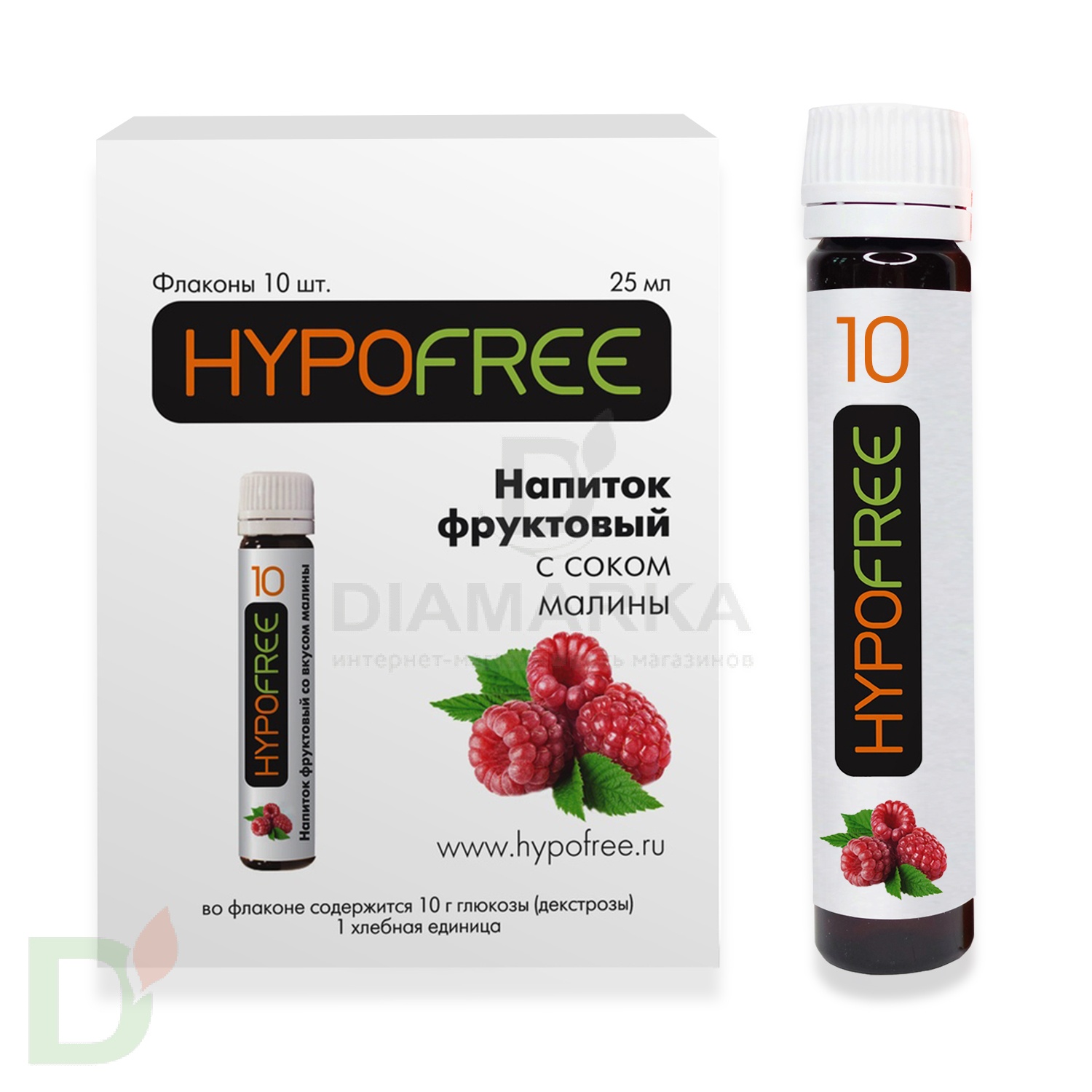 Напиток фруктовый HYPOFREE (1ХЕ) Малина, упак. 10 туб