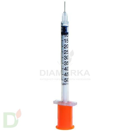 Шприцы инсулиновые с шагом 1/2 SFM 100МЕ/0,5МЛ с иглой 30G (0.30мм*8мм), аналог BD Микрофайн Плюс Деми, 10 шт