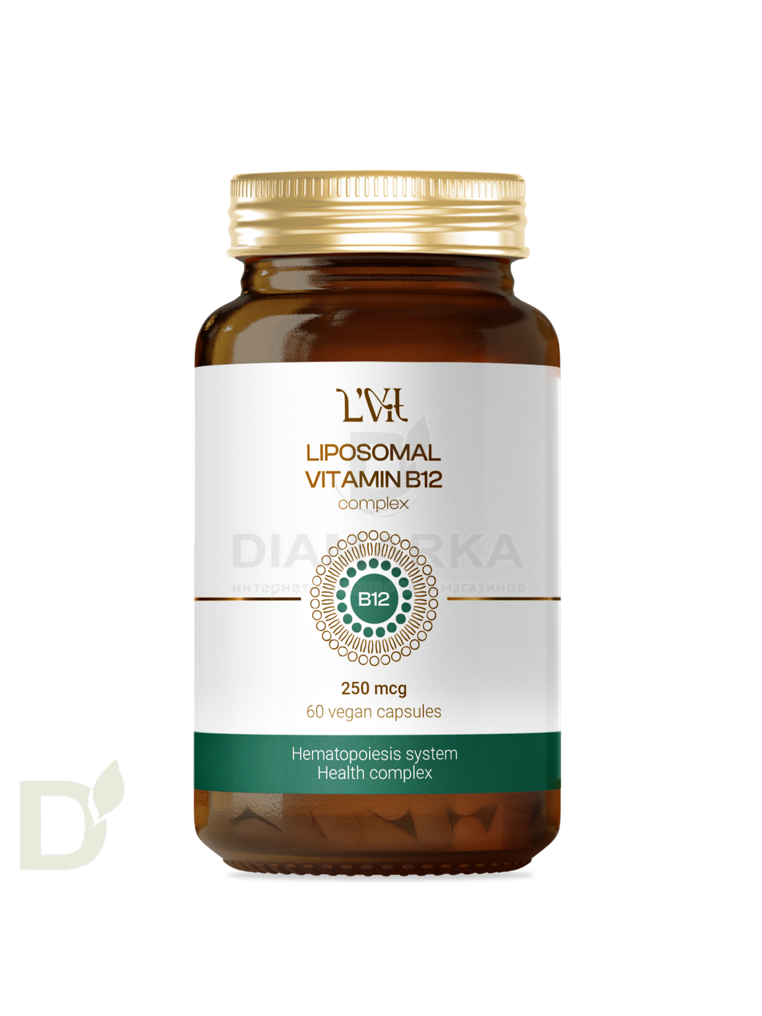 Витамины L'Vit Liposomal Vitamin B12+B9 complex, 250+200 мг в 1 капсуле, 60 капс в интернет-магазине
