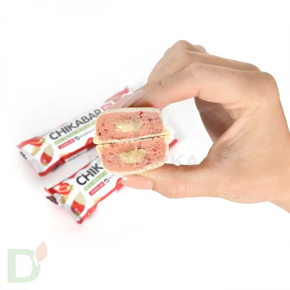 Батончик CHIKALAB глазированный с начинкой Клубника со сливками 60гр. в интернет-магазине