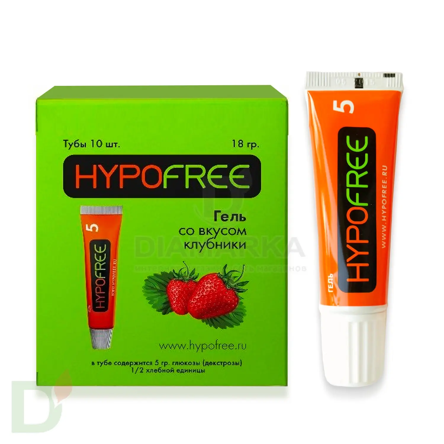 Гель HYPOFREE 0,5 ХЕ Клубника, упак. 10 туб